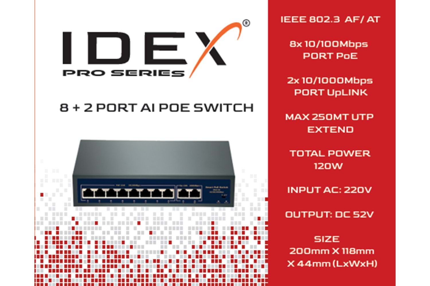 IDEX Pro ID-0820GBL-A 8+2 Gigabit Poe Switch