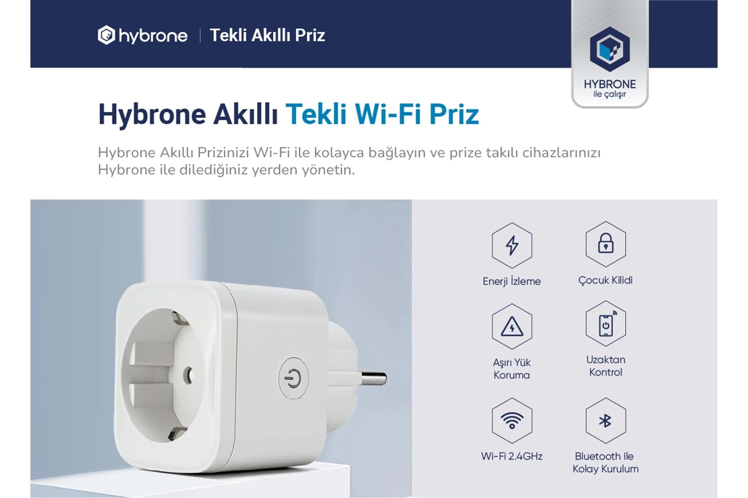 Hybrone HY-PW2011-SP Tekli Akıllı Wi-Fi Priz