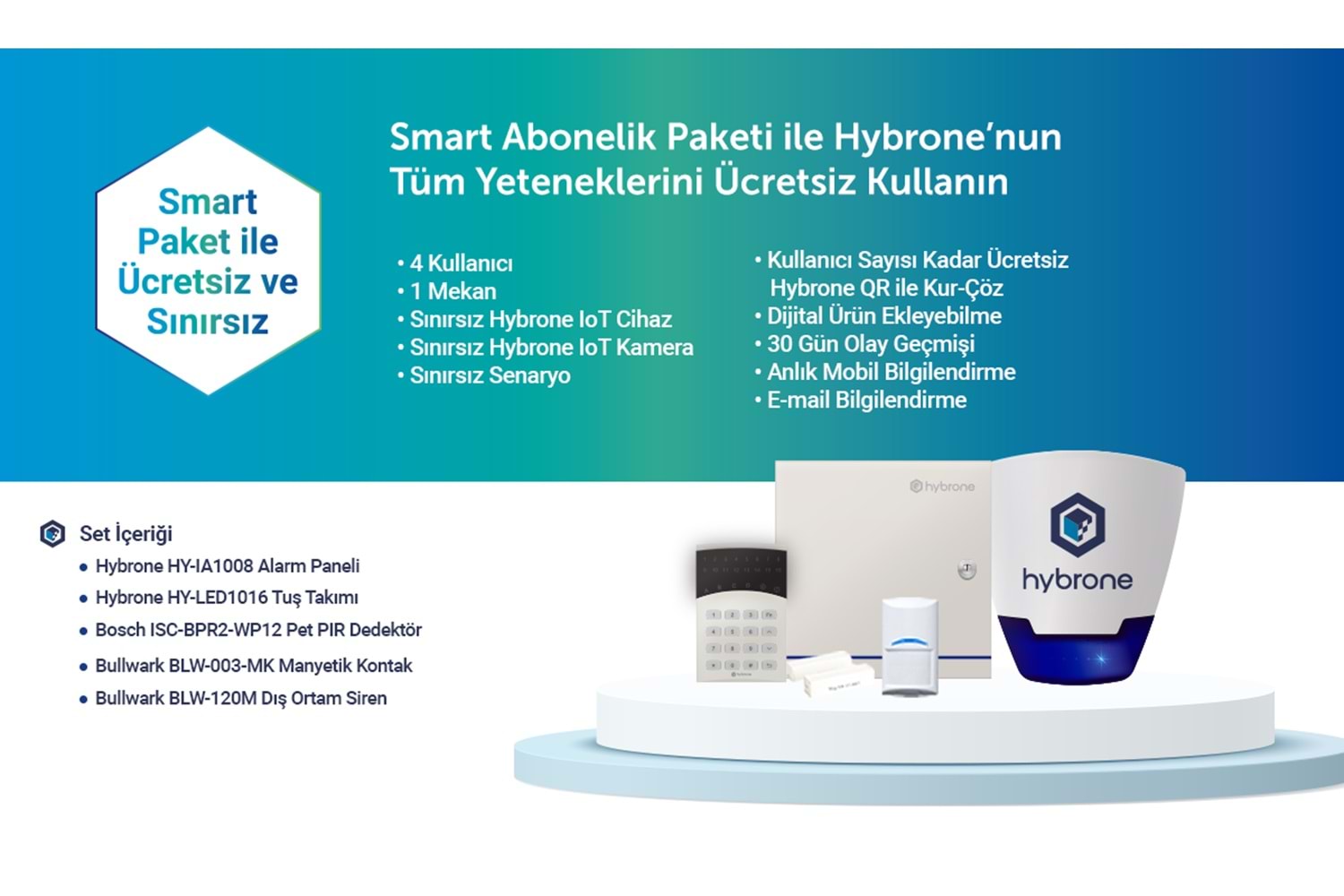 Hybrone HY-IA1008-LED1016 Kablolu Network Akıllı Hırsız Alarm Seti (Akü Dahil)