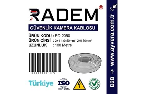 Radem 2+1 2X0,50 mm Cca Kamera Kablosu