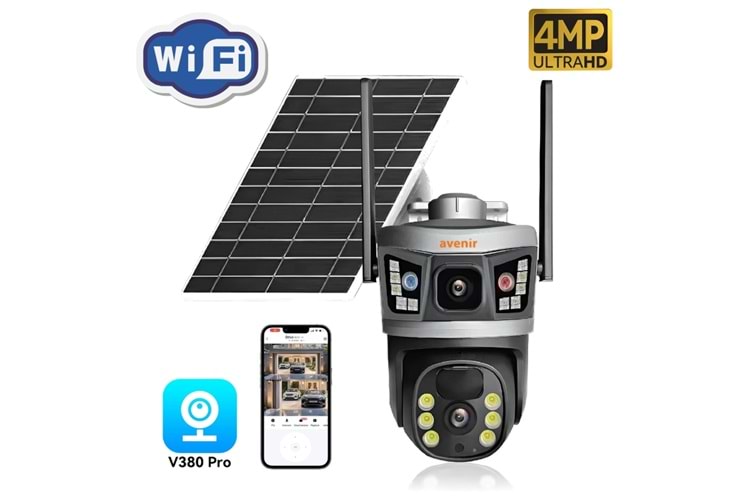 Avenir Av-S232 Solar Panelli Ptz Wifi Kamera