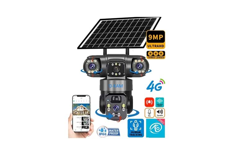 O-KAM 6060 9MP Three Lens 4G Ptz Kamera