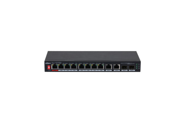 Dahua PFS3210-8GT2GF-96 8 Port Gigabit PoE Switch, (8GE PoE, Toplam 96W PoE)