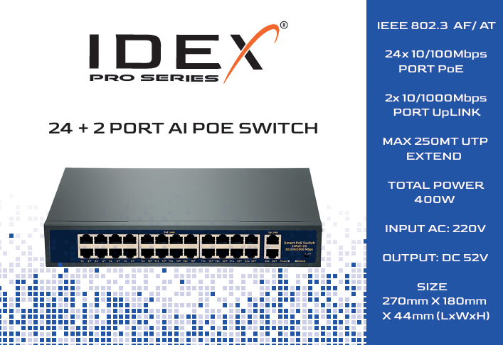 IDEX Pro ID-2421GBL-A 24+2 Gigabit Poe Switch