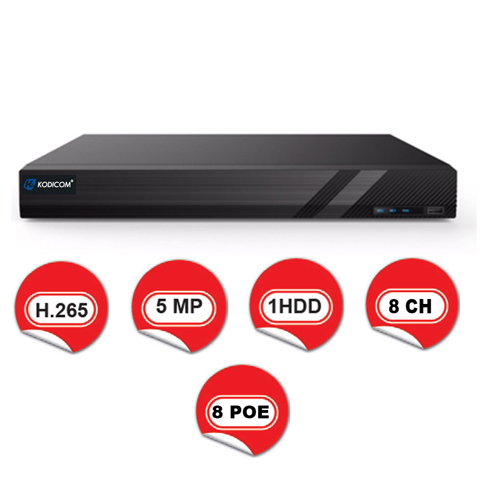Kodicom 3208H1-8P Poeli 8 Kanal Nvr Kayıt Cihazı