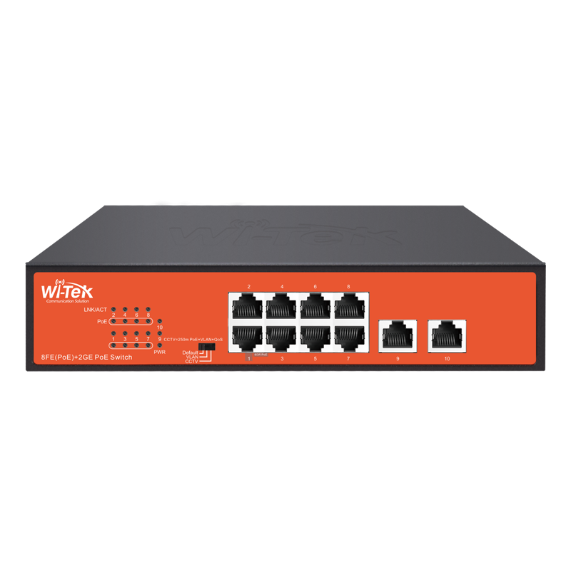 Wİ-TEK WI-PS210G 8FE+2GE Hi-Poe PoE Switch