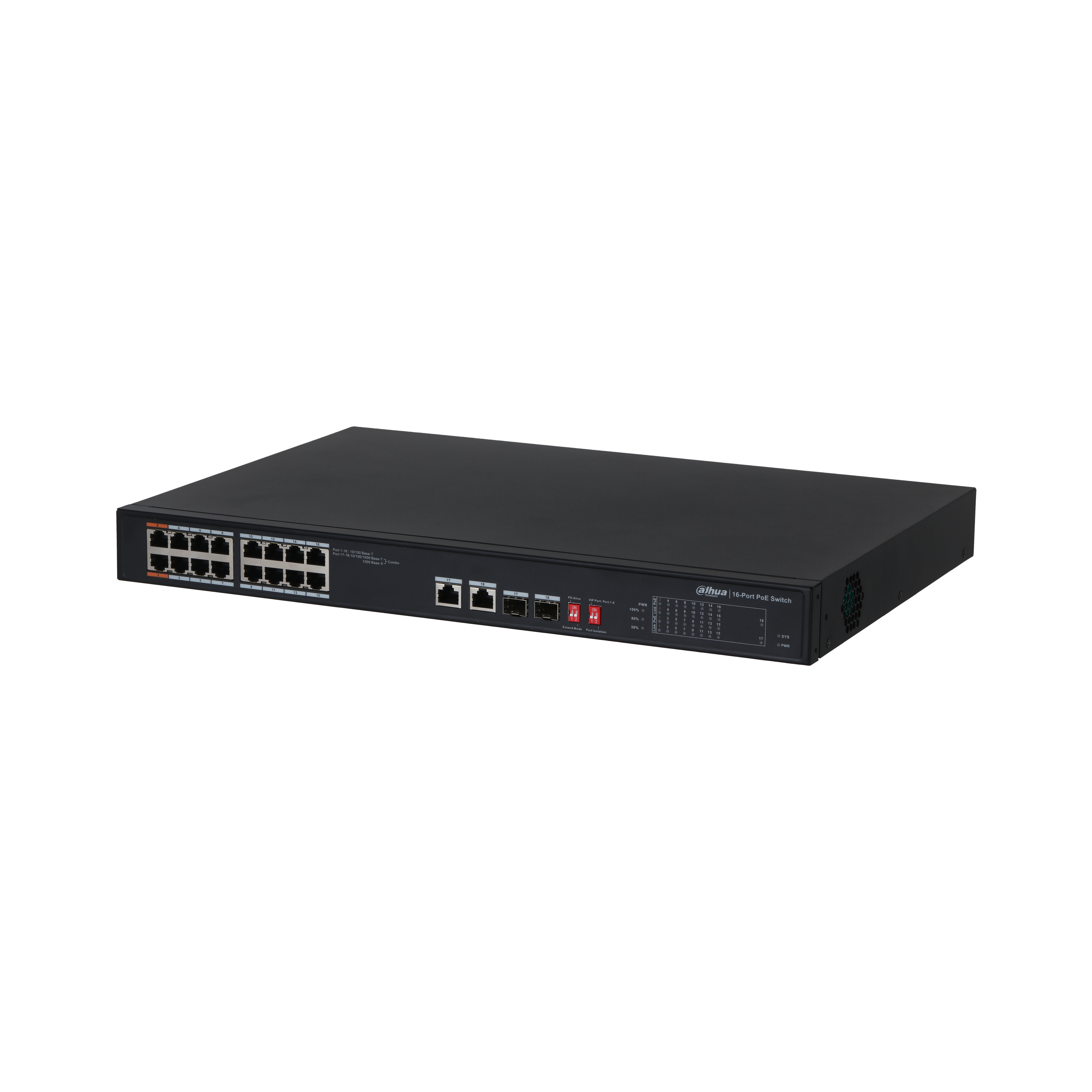 Dahua PFS3218-16ET-135 16 Port PoE Switch, (16FE PoE + 2GE SFP Kombo, 135W PoE