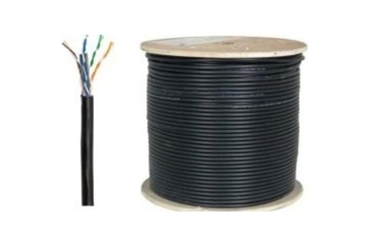 Ülkü 23 Awg Bakır Cat6 Siyah Dış Ortam Kablo