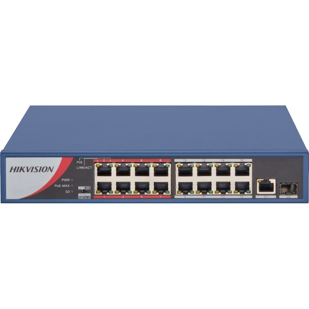 Hikvision DS-3E0318P-E (C) 230 Watt 16 Port+2 Gigabit Poe Switch