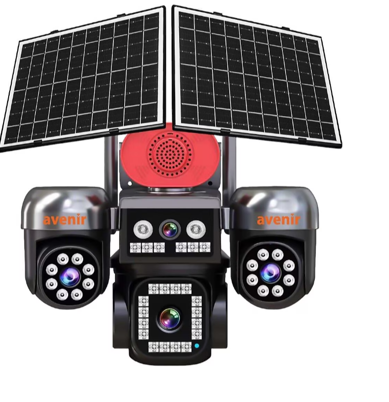 Avenir Av-S446 4 Kameralı Sirenli 3 Ptz 4G Solar Sim kartlı Kamera